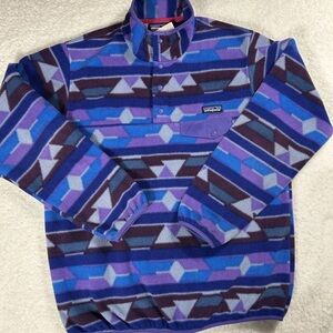 Patagonia Synchilla Snap-T Fleece Pullover Women’s L Purple Geometric Print